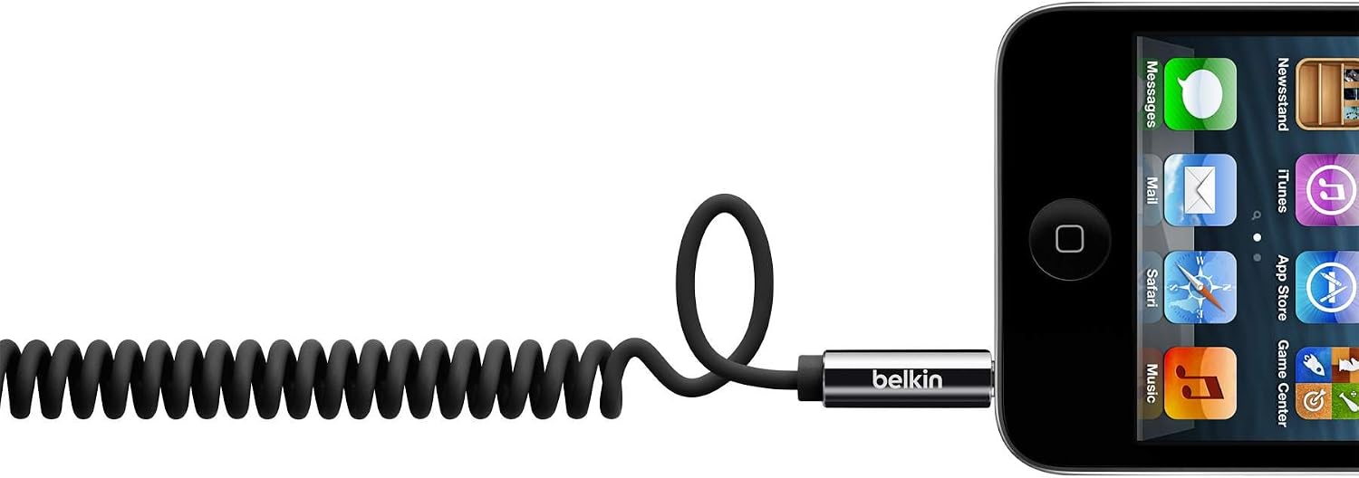 Belkin MIXIT? Coiled Tangle-Free Auxiliary Cable (Black, 6 Feet)