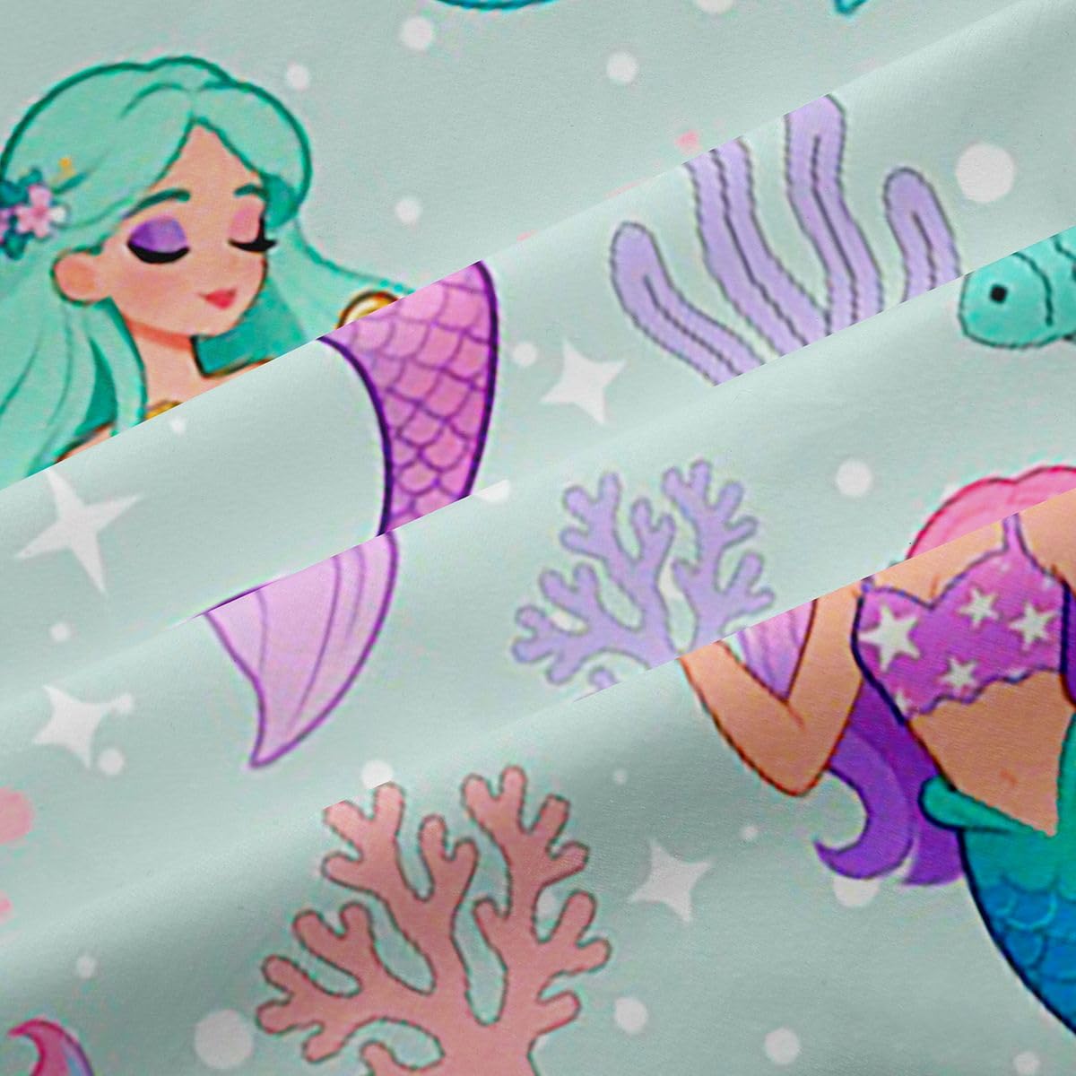 Homemissing Tende oscuranti a sirena, per camera da letto, soggiorno, motivo squame di pesce, arcobaleno, 2 pannelli, 117 x 183 cm (larghezza x lunghezza), animali marini, decorazione per camera da