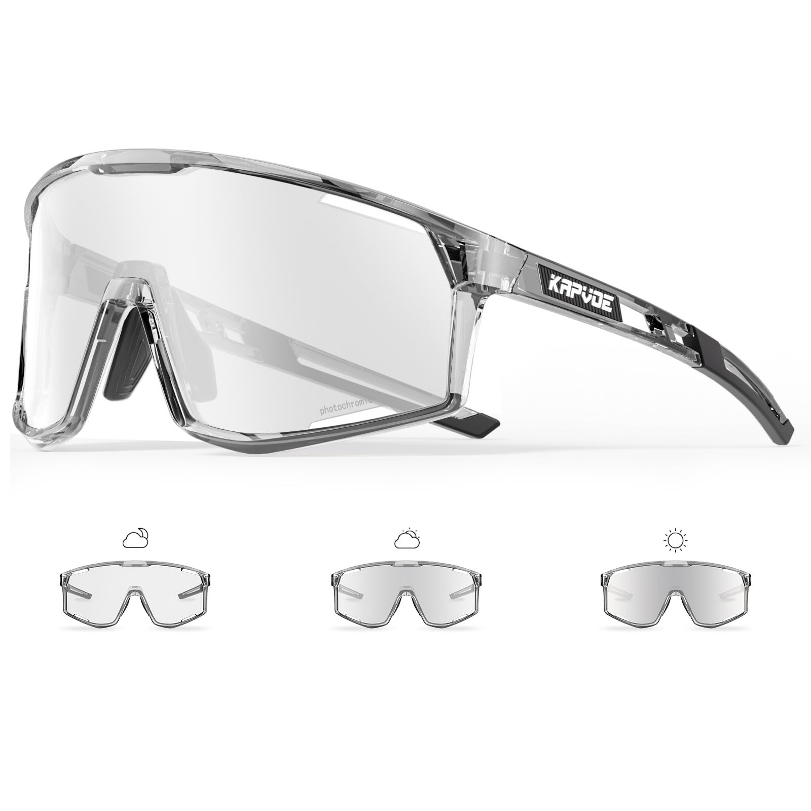KAPVOE Gafas de Ciclismo Fotocromáticas Hombre Mujer TR90 Gafas de Sol Deportivas Running Transparente Gafas MTB Bicicleta Montaña Gafas Bici BTT Accesorios