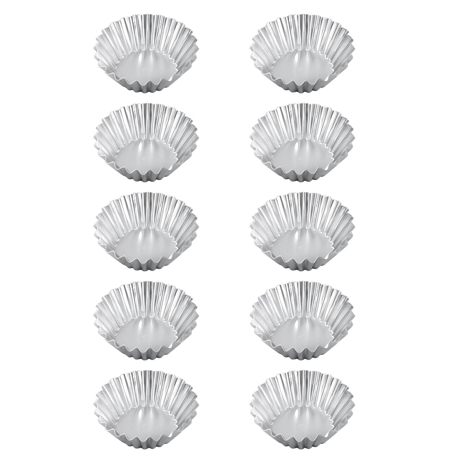 MALSSE 10 Piece Aluminum Baking Molds with Decorative Waves Edges Cake Pan Ensaymada Molder for Homemades Tarts and Puddings Aluminum Baking Cups