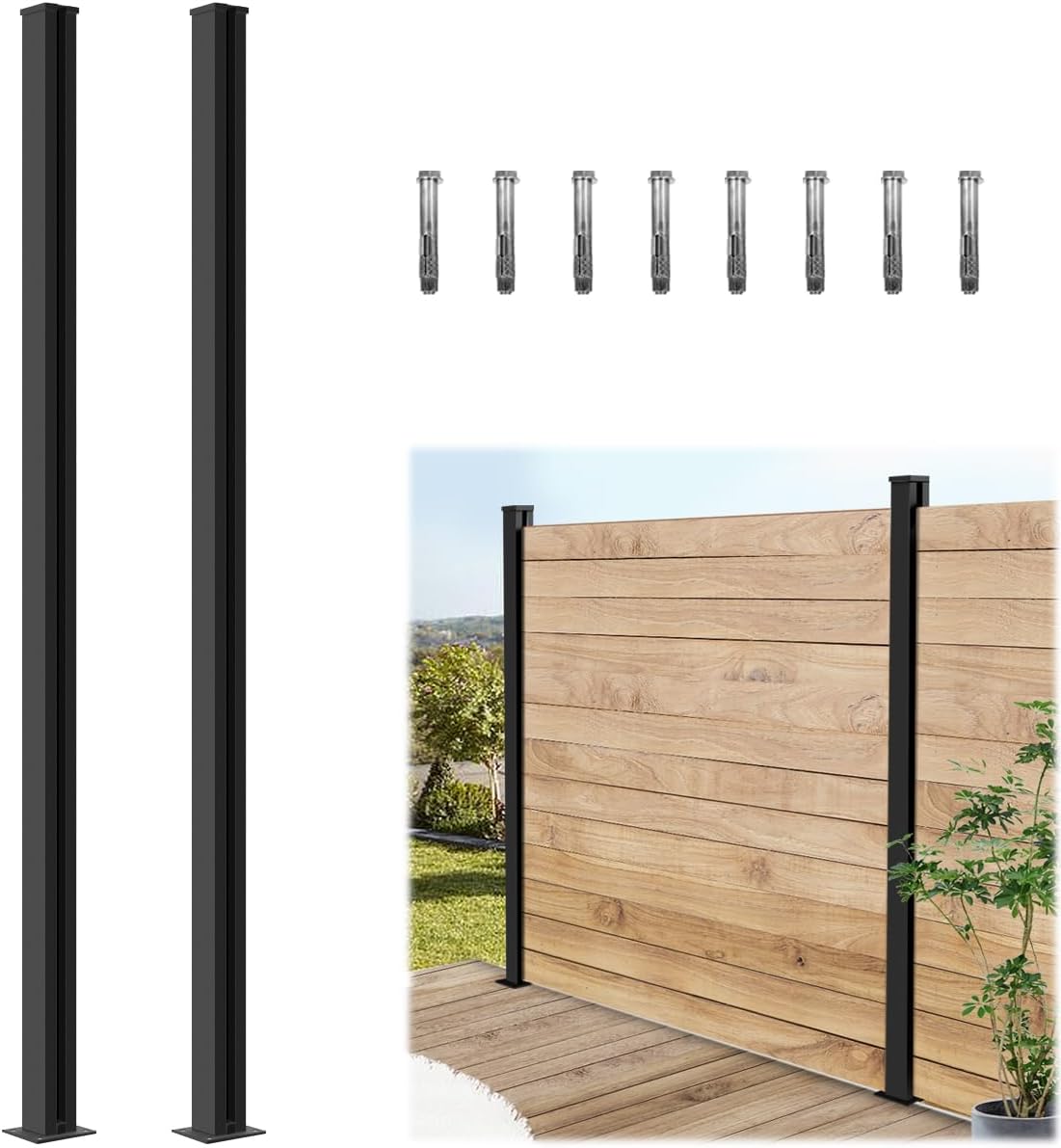 24 Pack Privacy Fence Post Spacer, Matte Black Metal Gap Alignment Tool for DIY Fence Installation