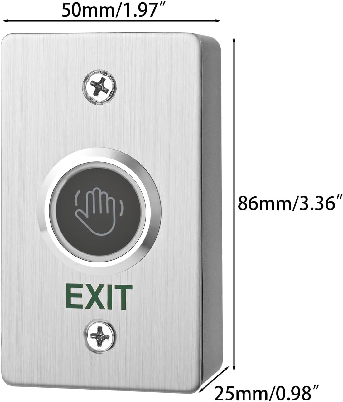 IP67 Waterproof Infrared Sensor Exit Button Stainless Steel(86X50mm (3.38X1.97in)) with LED Indicator and Box NO/NC