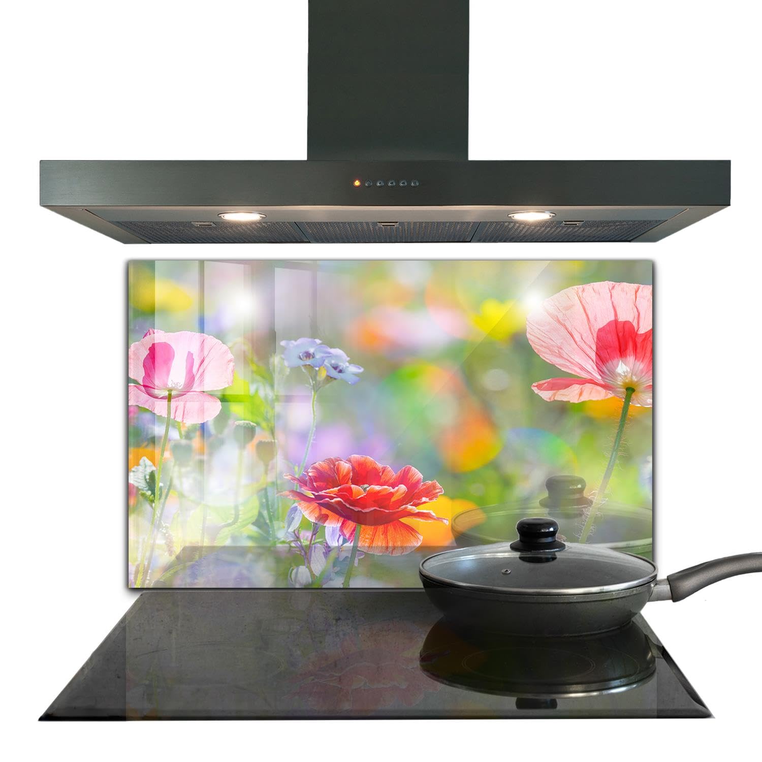Panneau de cuisine en verre trempé Wallfluent haut de gamme Maki Summer Meadow