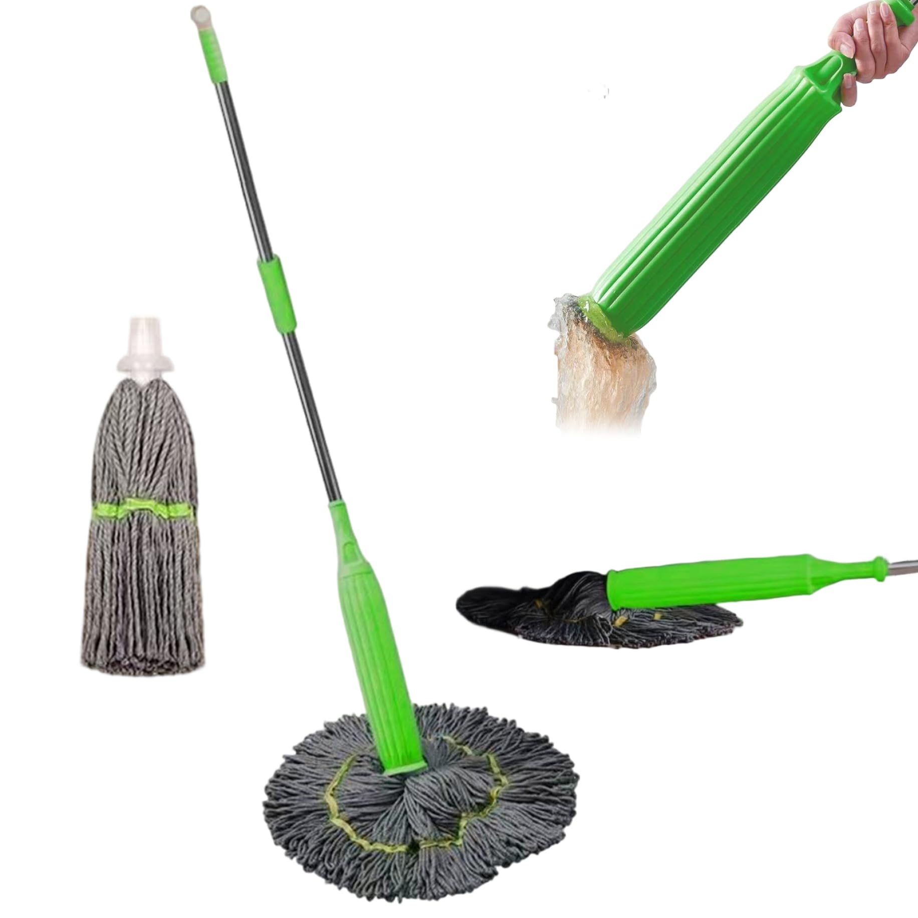 Vadrouille de séchage en Microfibre 2 en 1 avec Recharge tête de 18 Pouces essorage Mains Libres
