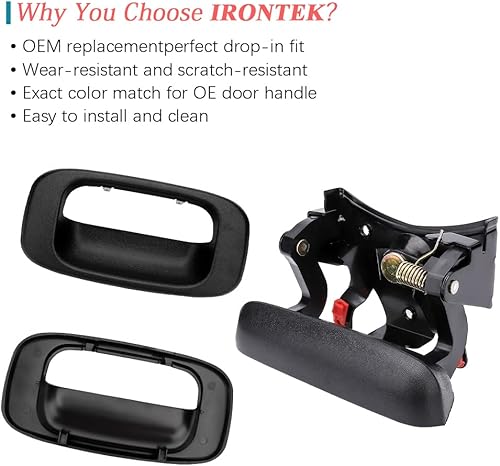 Vista 11 de IRONTEK Bisel de repuesto negro para manija de puerta trasera compatible con Chevrolet 99-07 Silverado 1500/Silverado 2500, para GMC 99-07 Sierra