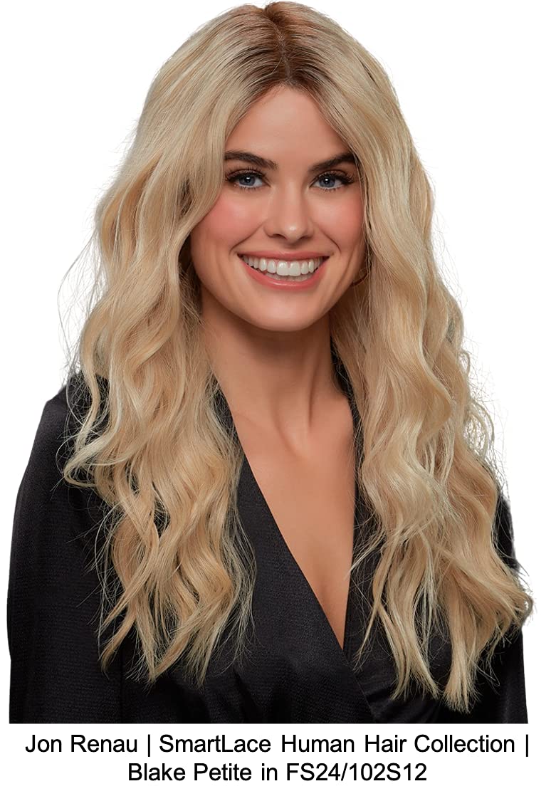 Blake Petite Lace Front Hand Tied Human Hair Wig, Straight 6pc Bundle: Wig, 4oz ProSmooth Poo, Conditioner, The ! Leave In, Wig Stand and 19 Page Guide (24B22RN)