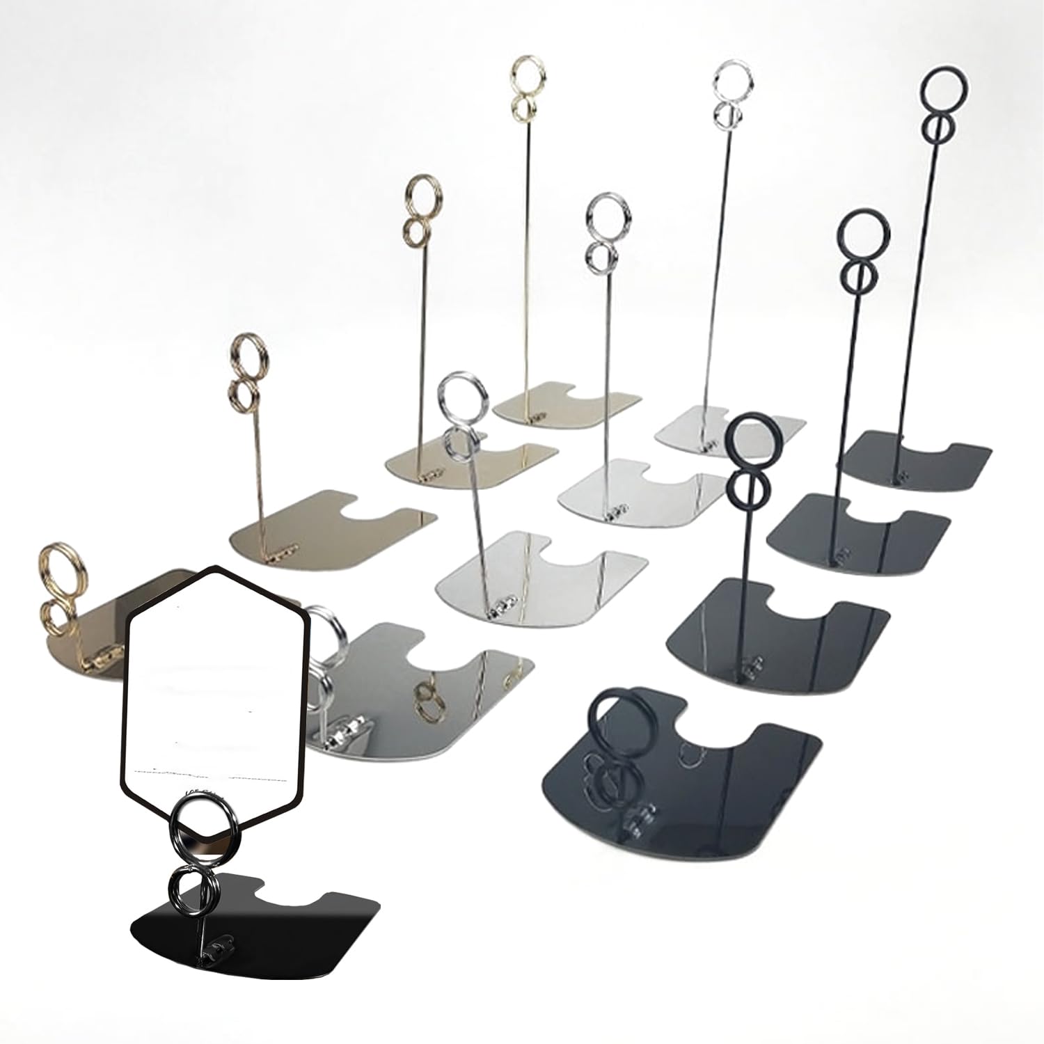 HIFRQVVC Vertical Display Board Number Card, 10PCS,Stainless Steel Sign Holder,Dessert Supermarket Sign Clip, Cake Bakery Price Display Stand(Black,5CM)