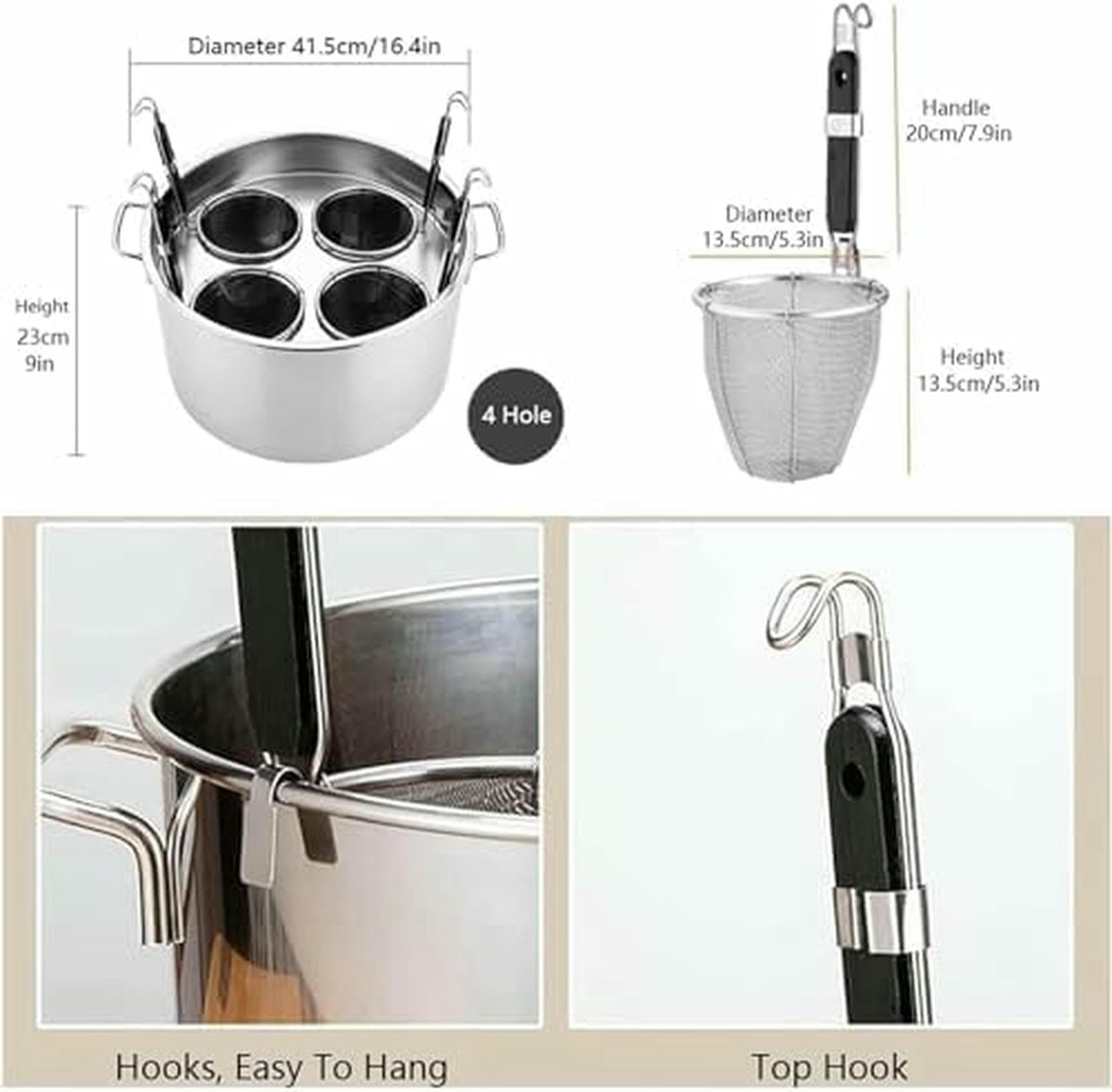 Pentola per la Pasta in Acciaio Inox da 3/4/5 Litri con scolapasta, Uno Strumento da Cucina Multifunzionale per cuocere Pasta, Verdure, ECC. - 4 Fori di Scarico per Un Facile utilizzo.