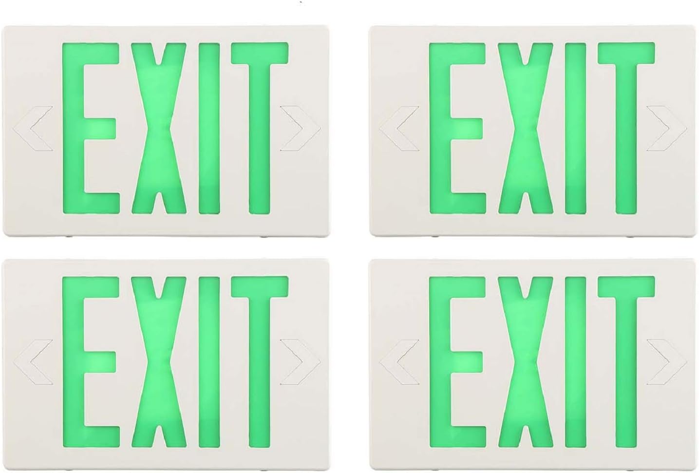 SPECTSUN 4 Packs LED Exit Sign, Emergency Exit Light with Battery Backup, Double Face, UL 924, AC 120/277V, Damp Location, Hardwired Green Letter Exit Lights for Business.