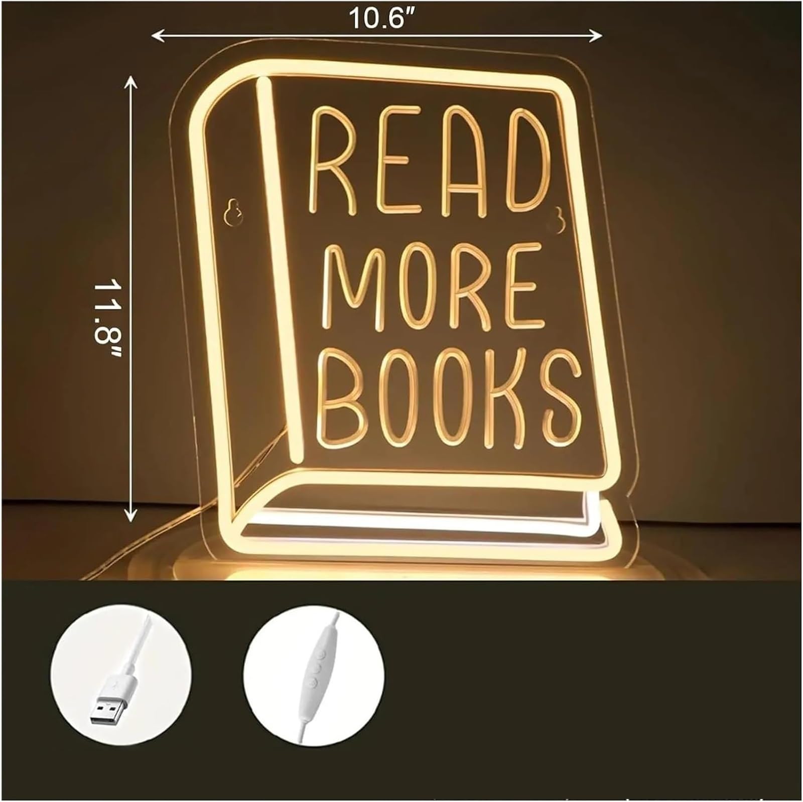 Regalo creativo per insegne al neon Insegna al neon decorativa leggere più libri Luce a LED sala studio Aula Biblioteca Incoraggia persone ad amare lettura