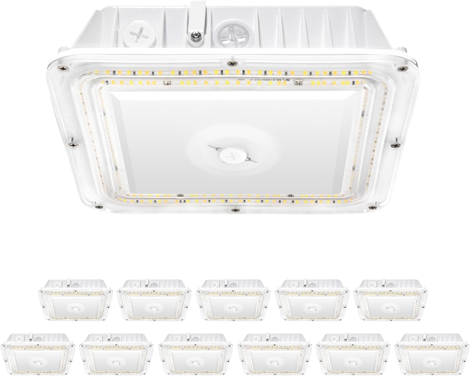 80W LED Canopy Lights 12Pack, Selectable Wattage 80/70/60W, 3000/4000/5000K, 120-277V Canopy Lights Outdoor, 0-10V Dimmable, IP65, Commercial Light for Gas Station Garage Carport Warehouse, UL Listed