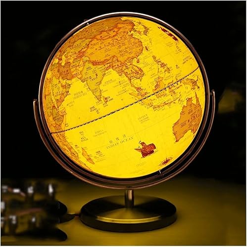 Gpdnbieu 32Cm Light 720° Rotating Glowing Globe With Metal Base Adult Kids Suitable For Desk, Office Clear Text Marking(32Cm Light)
