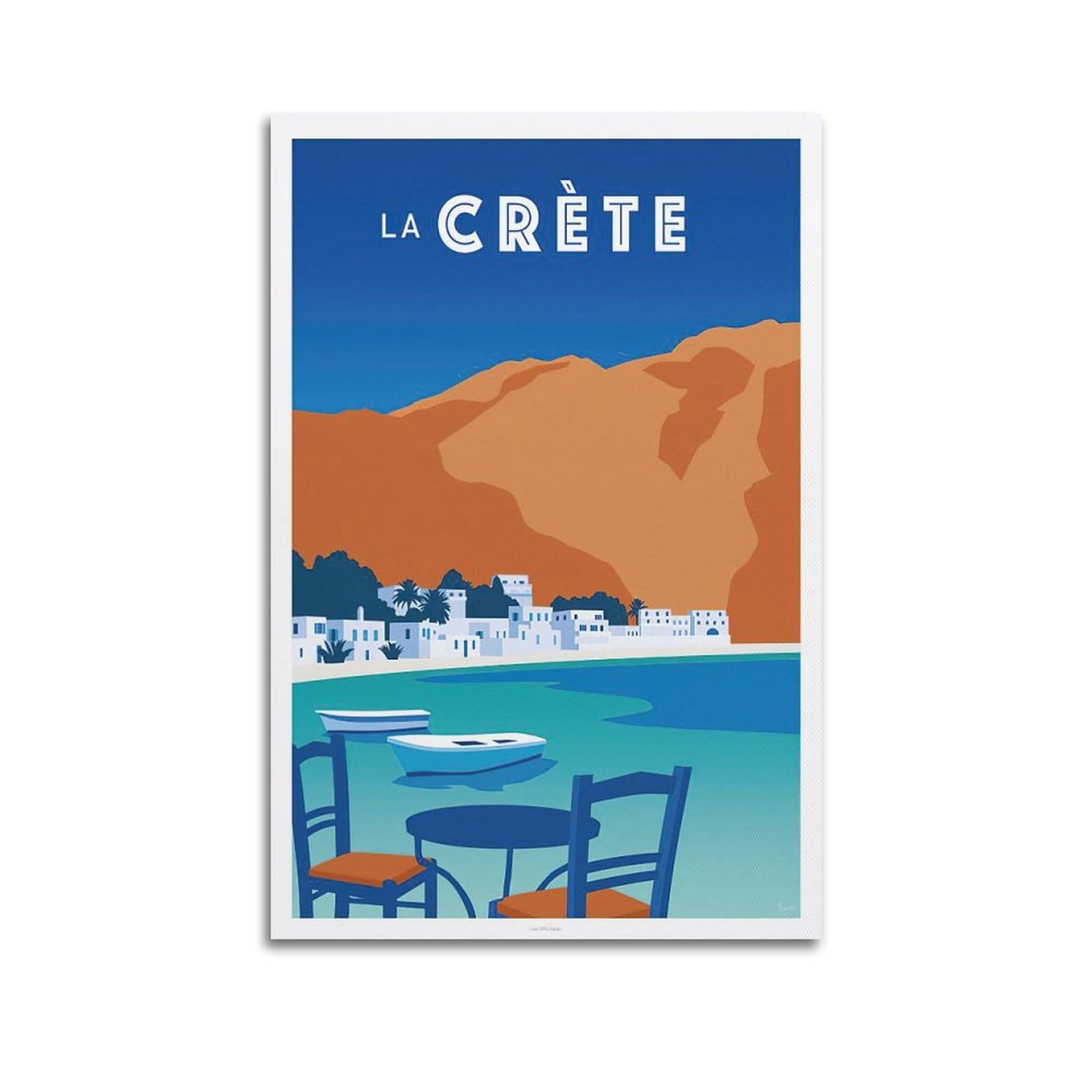 DLJGDS Vintage Poster FRANCE CRÈTE Decorative Painting Canvas Wall Posters And Modern Family Bedroom Decor 20x30inch(50x75cm)