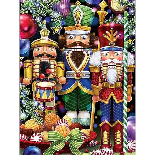 NAIMOER Fall Diamond Painting Kits for Adults, DIY Full Drill 5D Diamond Art The-Nutcracker Diamond Art Happy New Year Christmas Holiday Perfect for Relaxation and Home Wall Decor 30x40cm