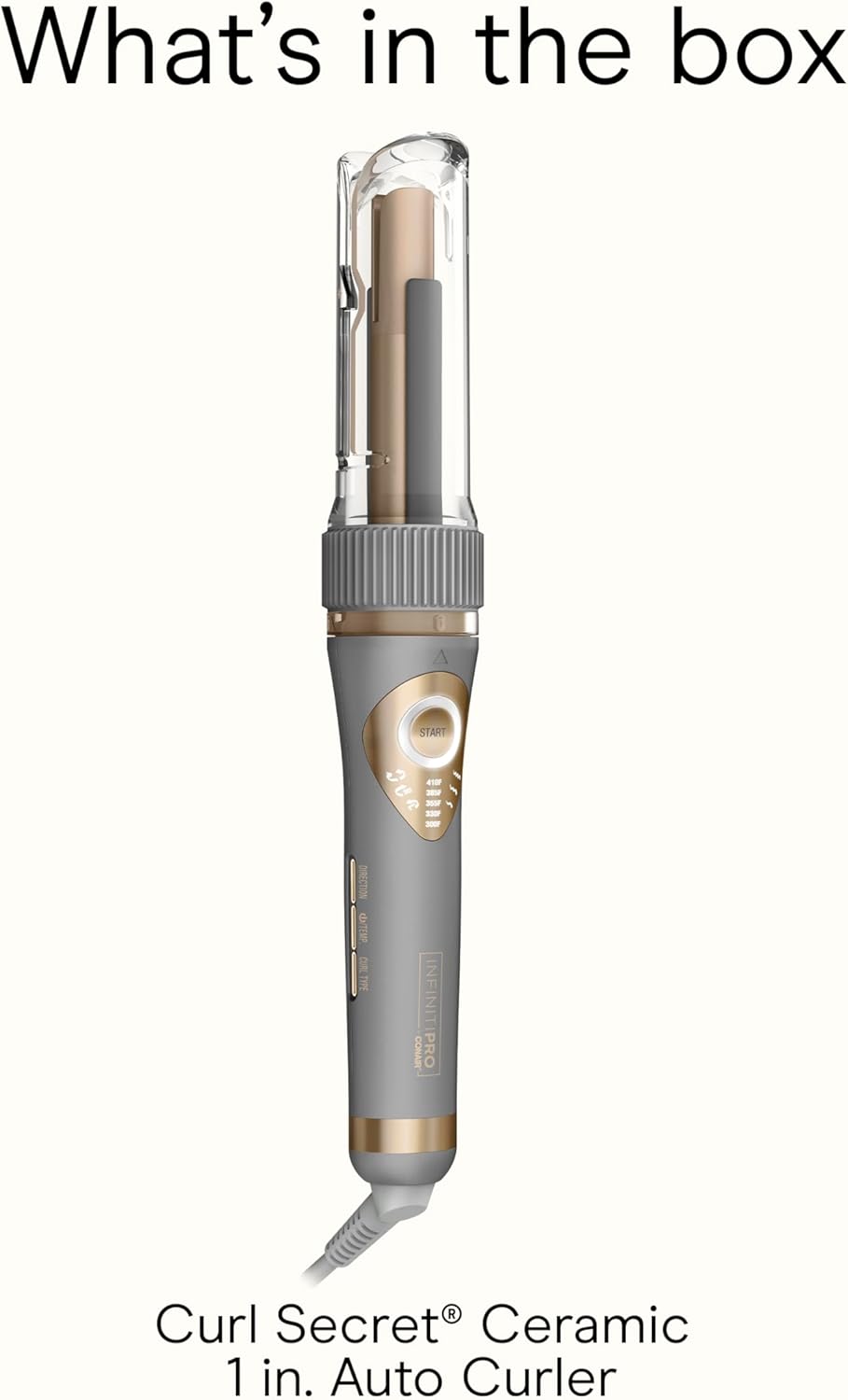 INFINITI PRO CONAIR Curl Secret Automatic Curling Iron, ¾-inch Curling Iron Barrel, Automatic Hair Curler for All Hair Types and Lengths, Dual Voltage for Worldwide Travel, Gray/Gold