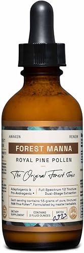 RAW Forest Foods Forest Manna - Tintura de polen de pino real, extracción 12 verdadera de doble etapa, polen de pino puro, solo en botella de 2