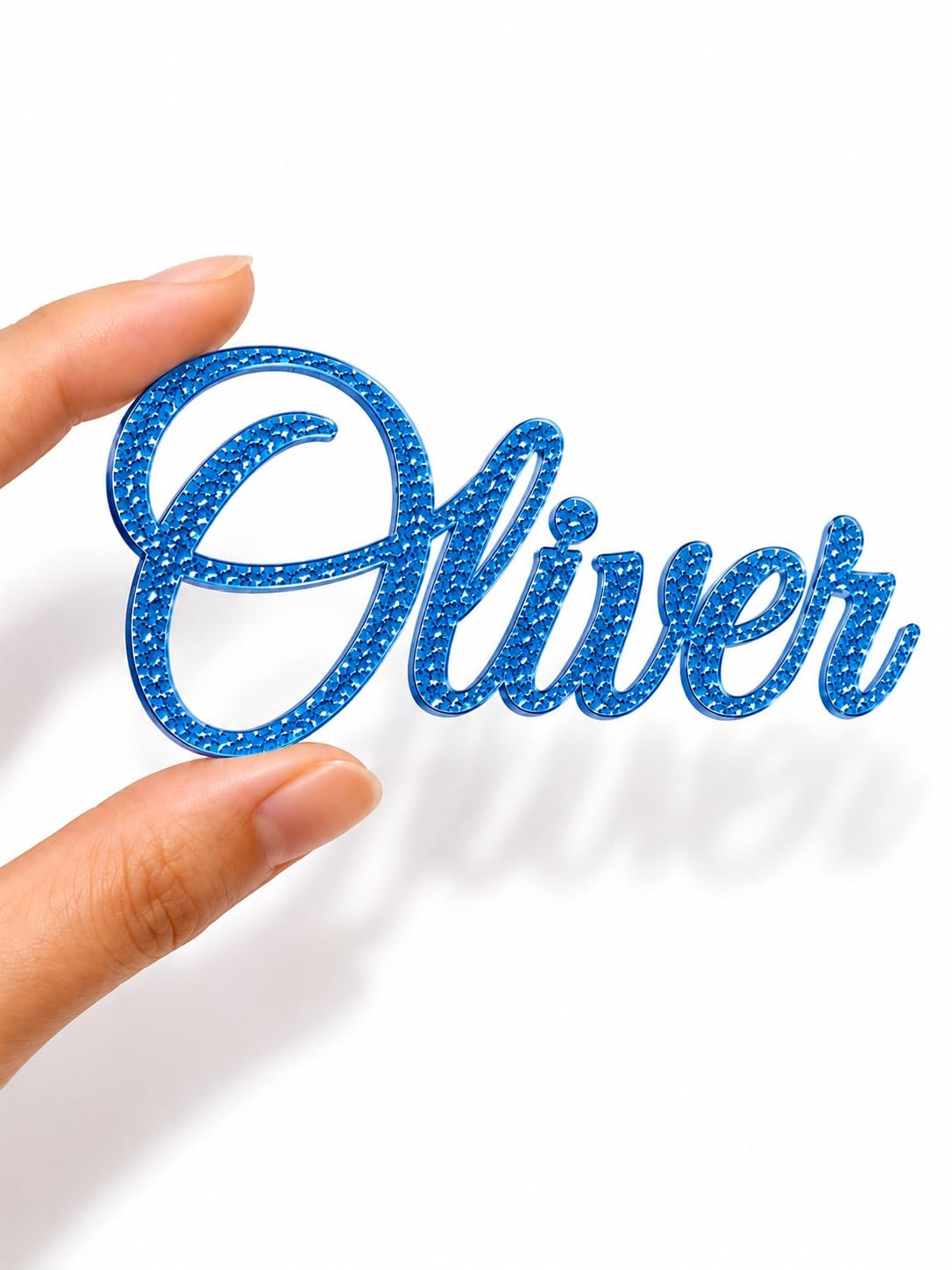 Personalised Cake Topper Name in multi Colours, 3mm Thick Glitter Acrylic Birthday Cake Topper for Weddings, Baby Showers, Anniversaries and Parties (Blue Glitter) — image 1