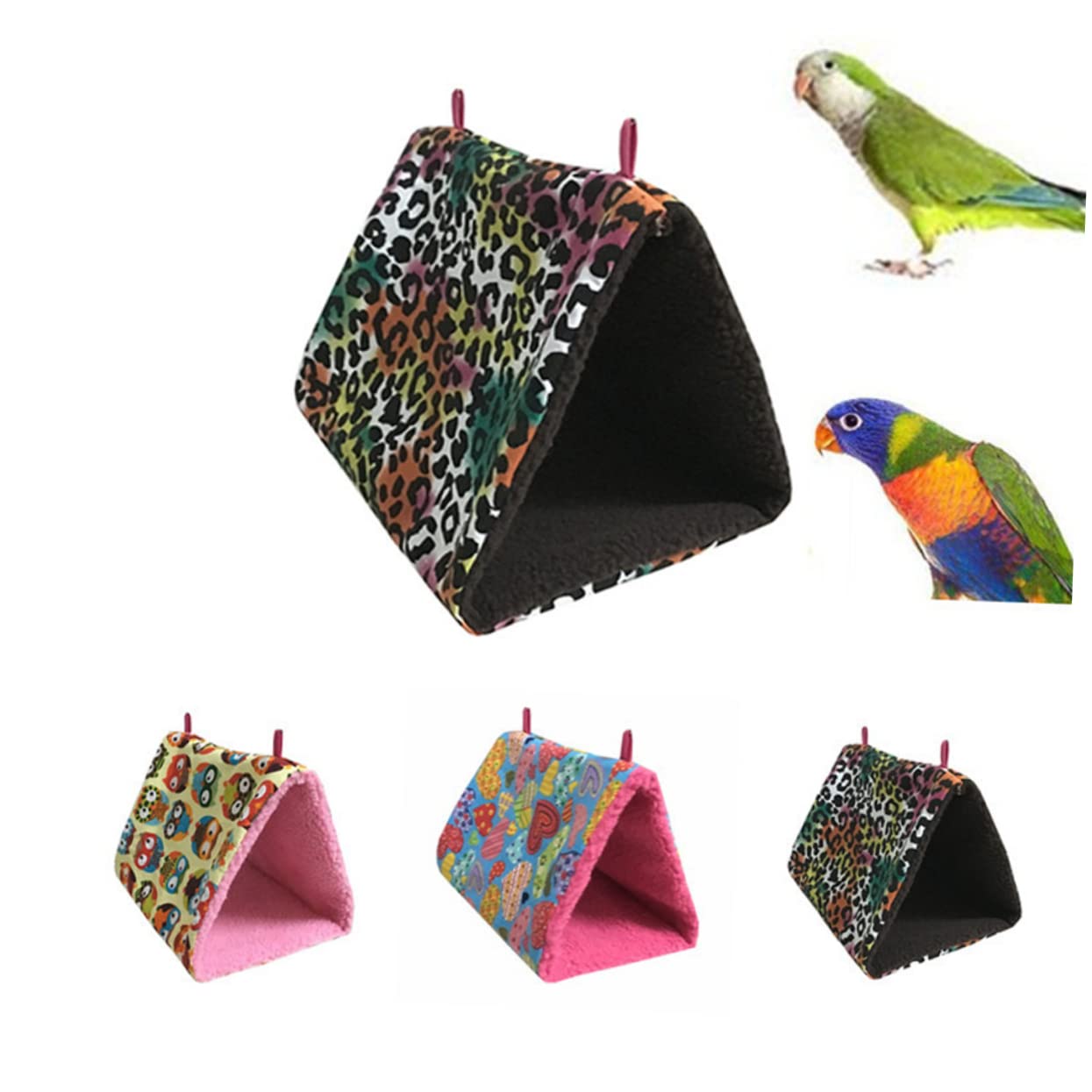DOITOOL 3 Piezas Juguetes pajaros Accesorios para pájaros Hamacas para pájaros Hamacas de pájaros Accesorios para Aves Juguetes para pájaros triángulo Hamaca de pájaro Nido de Pájaro
