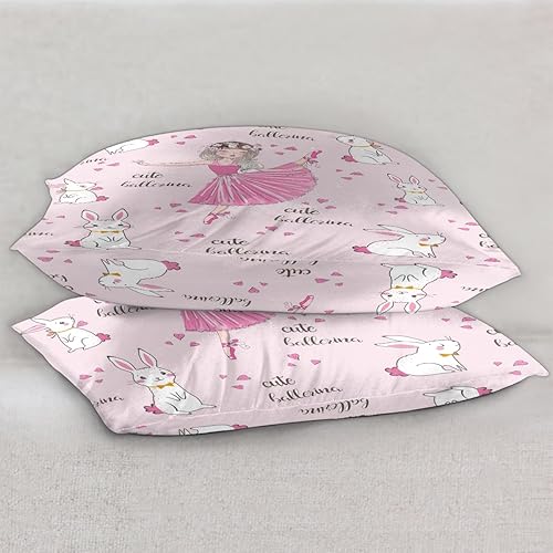 Miniatura 5 de Funda de almohada de satén para cabello y piel, tamaño estándar, lindo conejito bailarín, suave, transpirable, suave, refrescante, fundas de