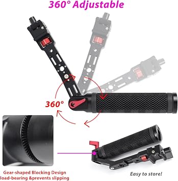 Adjustable NATO Briefcase Sling Handle for DJI Ronin RSC2 / RS3 / RS3 Mini Gimbal Hand Grip Extension Grip with Cold Shoe Mount 1/4 3/8 Hole Video Light Microphone Monitor