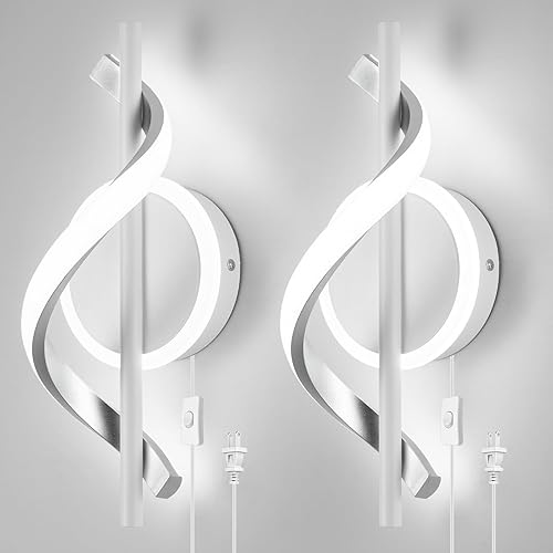 Miniatura 17 de Apliques LED de pared para interiores, luces LED de montaje en pared de 12 W, lámpara de pared moderna en espiral, lámpara de pared fría de 6000 K