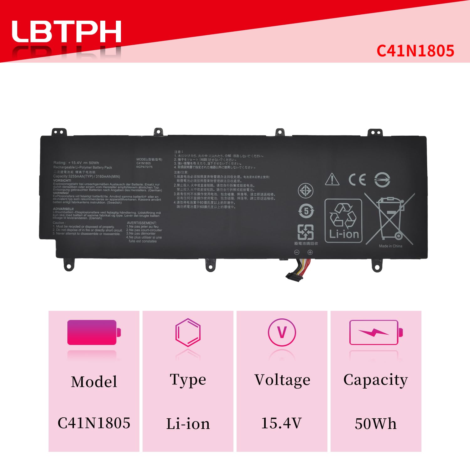 Amazon.com: C41N1805 Battery For ROG Zephyrus S GX531 GX531GM