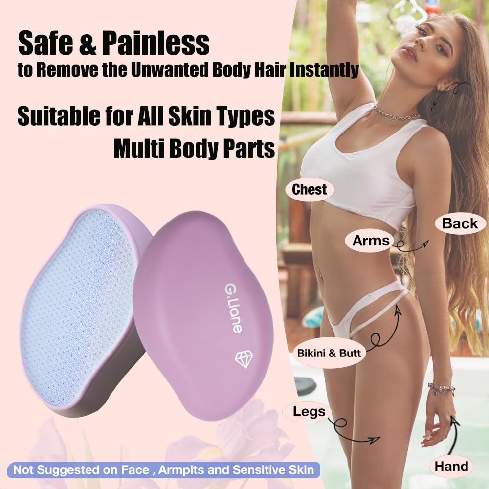 G.Liane Premium Crystal Hair Eraser,Painless Exfoliation Hair Removal Epilator,Nano Glass Hair Remover for Women,Natural Gentle and Efficient Shaver Trimmer on Leg Arm(Pastel Purple) - Image 4