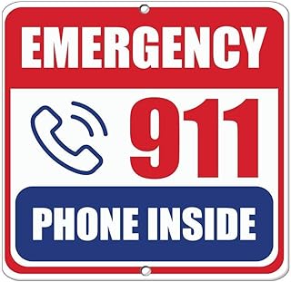 Warning Sign Emergency 911 Phone Inside Hazard Emergency Road Sign Business Sign 8X12 Inches Aluminum Metal Tin Sign