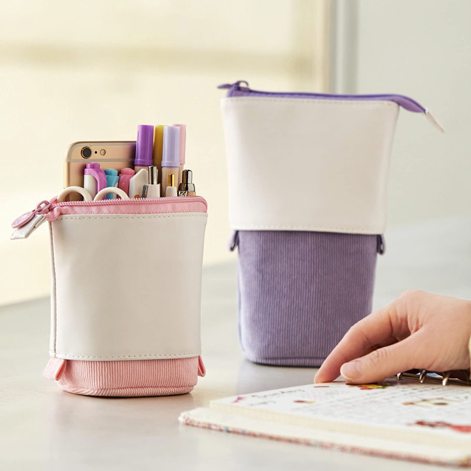 Púrpura,Funda de papelería de lápiz telescópico, estuche de lápices de estudiante de escuela primaria, excelente para bolsa de maquillaje de bolsa de cosméticos de Pascua