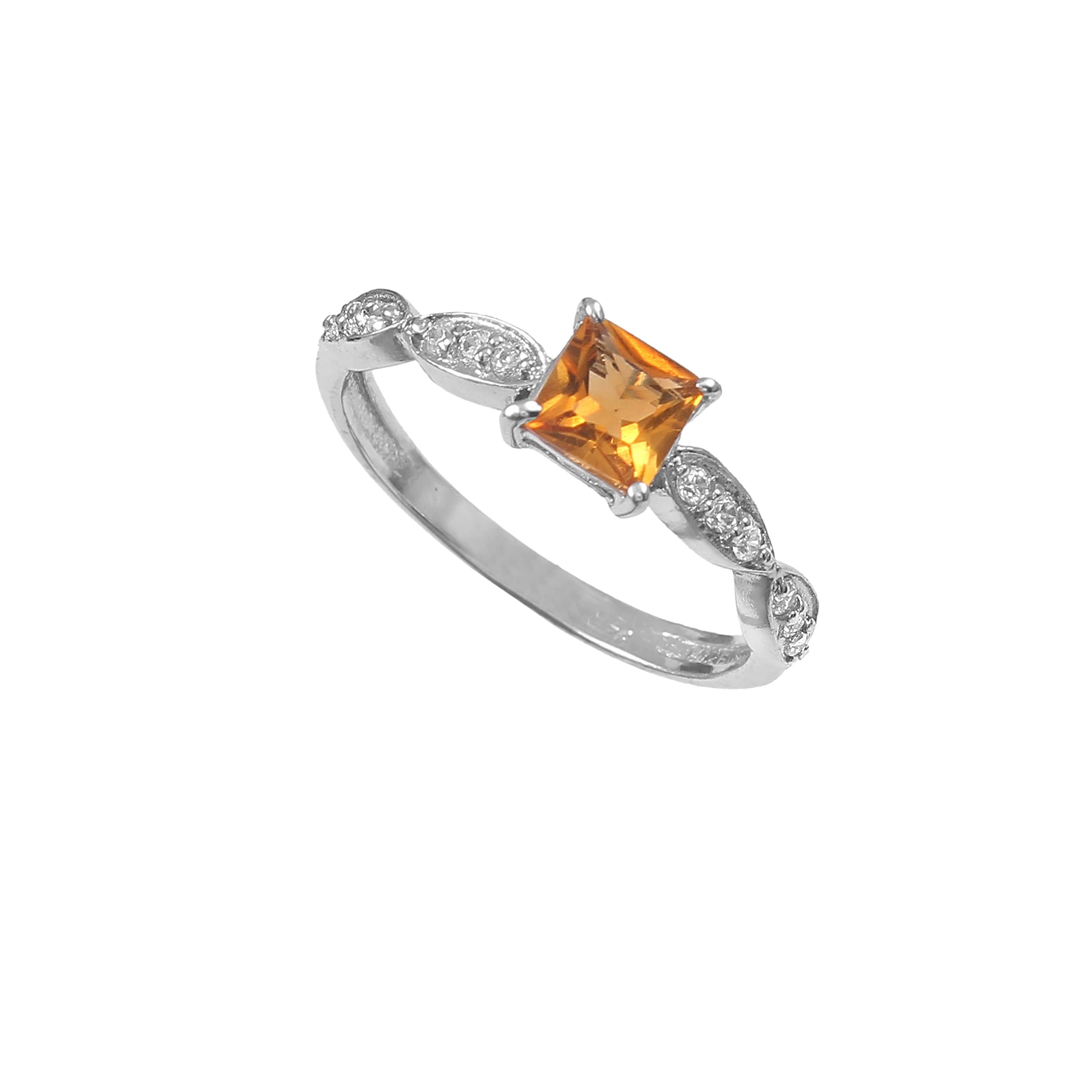 Bague citrine naturelle argent 925 véritable sans risque d'allergie