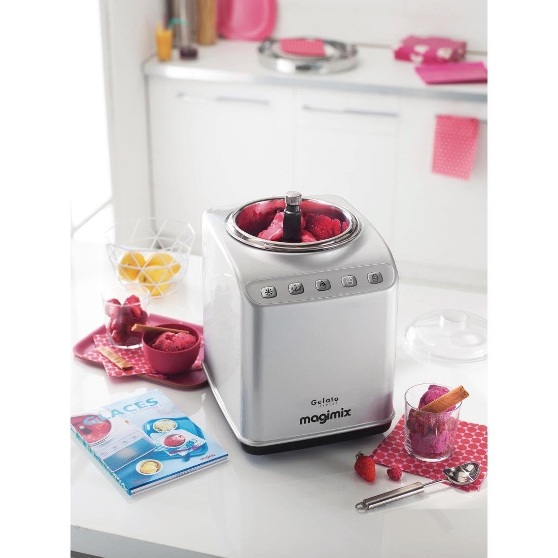 Nisbets PLC Magimix 11680 Gelato Expert in argento con 2 ciotole grandi in acciaio inox da 2 L e 3 programmi automatici con congelatore integrato, nero