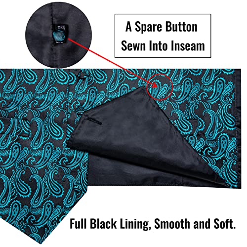 Image of DiBanGu Mens Paisley Vest Silk Sleeveless Suit Vest and Neck Tie Pocket Square Cufflinks Set for Wedding Formal