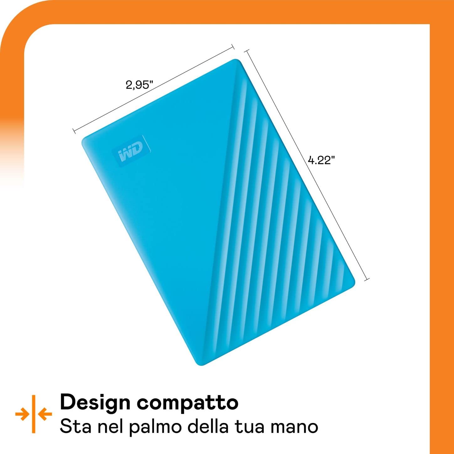WD 4TB My Passport Hard Disk Esterno Portatile, USB 3.2 Gen 1/USB 3.0, Protezion con password, Software per la gestion e il backup, Formatto per Windows, ChromeOS and MacOS, Blu