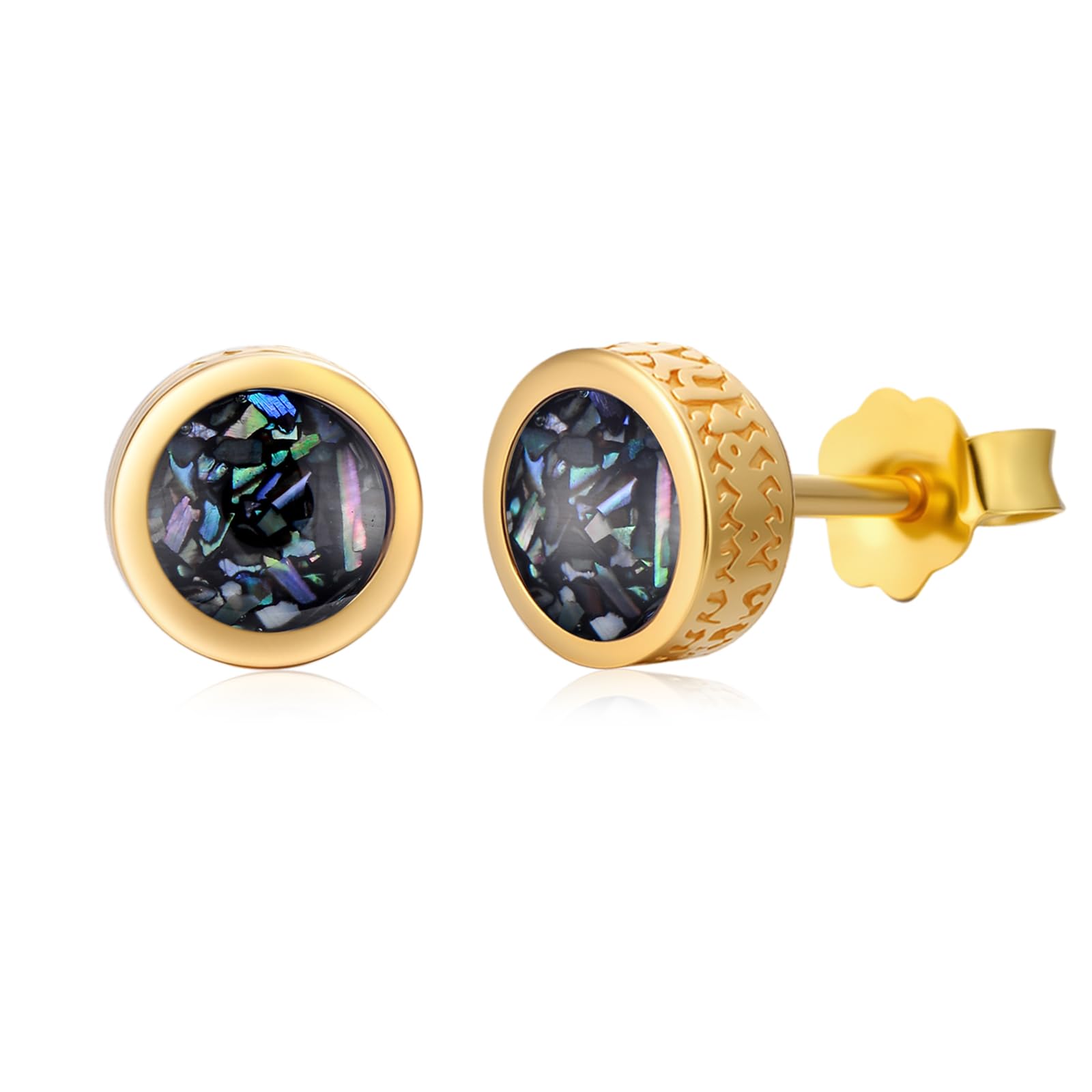 Wikinger Ohrstecker für Männer Damen 925 Sterling Silber | Schwarzer Ohrstecker mit Edelstein Türkis/Opal/Onyx/Abalone/Malachit/Lapislazuli Ohrringe Wikinger Schmuck für Herren Damen