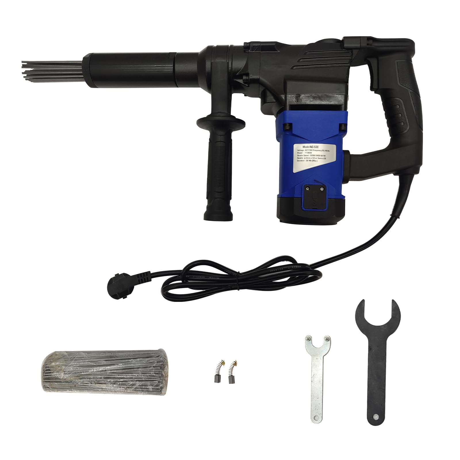 INTBUYING 110V Electric Needle Scaler, 1100W High Power Electric Needle Rust Remover with Speed 3200-3400 BPM, Industrial Grade Needle Scaler for