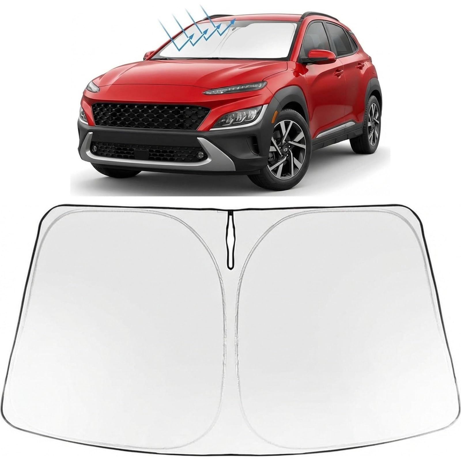 Proadsy Custom Fit 2024-2026 Hyundai Kona Windshield Sun Shade, Blocks Heat