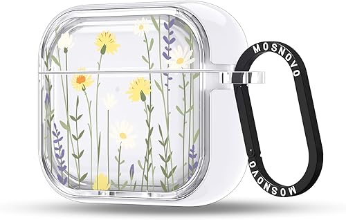 Miniatura 329 de MOSNOVO Funda protectora transparente para AirPods Pro 3, con anillo de metal duro de lujo de doble capa a prueba de golpes, diseñado para AirPods