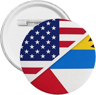 American Flag And Antigua And Barbuda Half Express Your Unique Style with Our Fashionable Round Badges