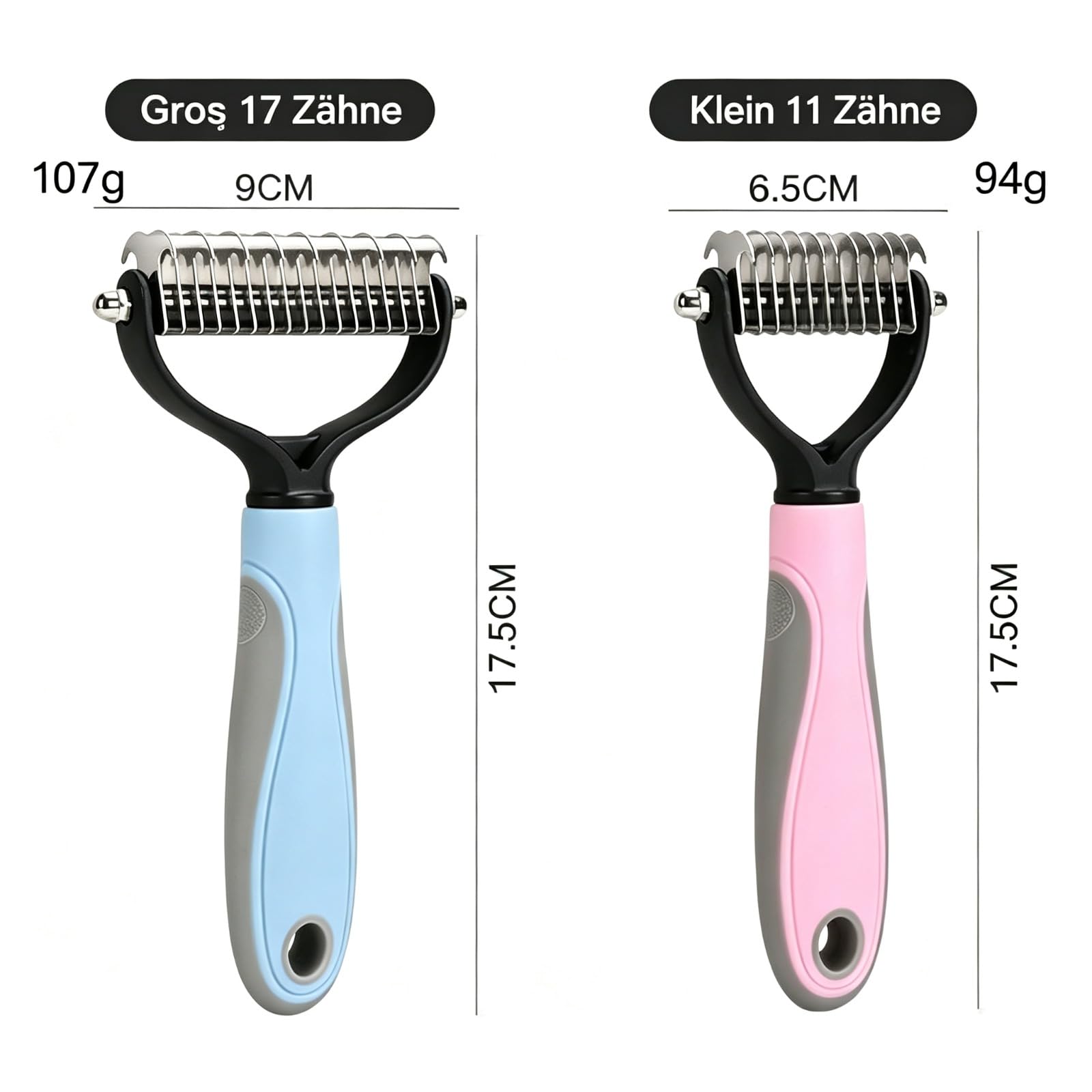 Pet Pro Grooming Tool, Brosse Double Face pour Chiens et Chats Démêler (Blau(S+L)+Rosa(S+L))