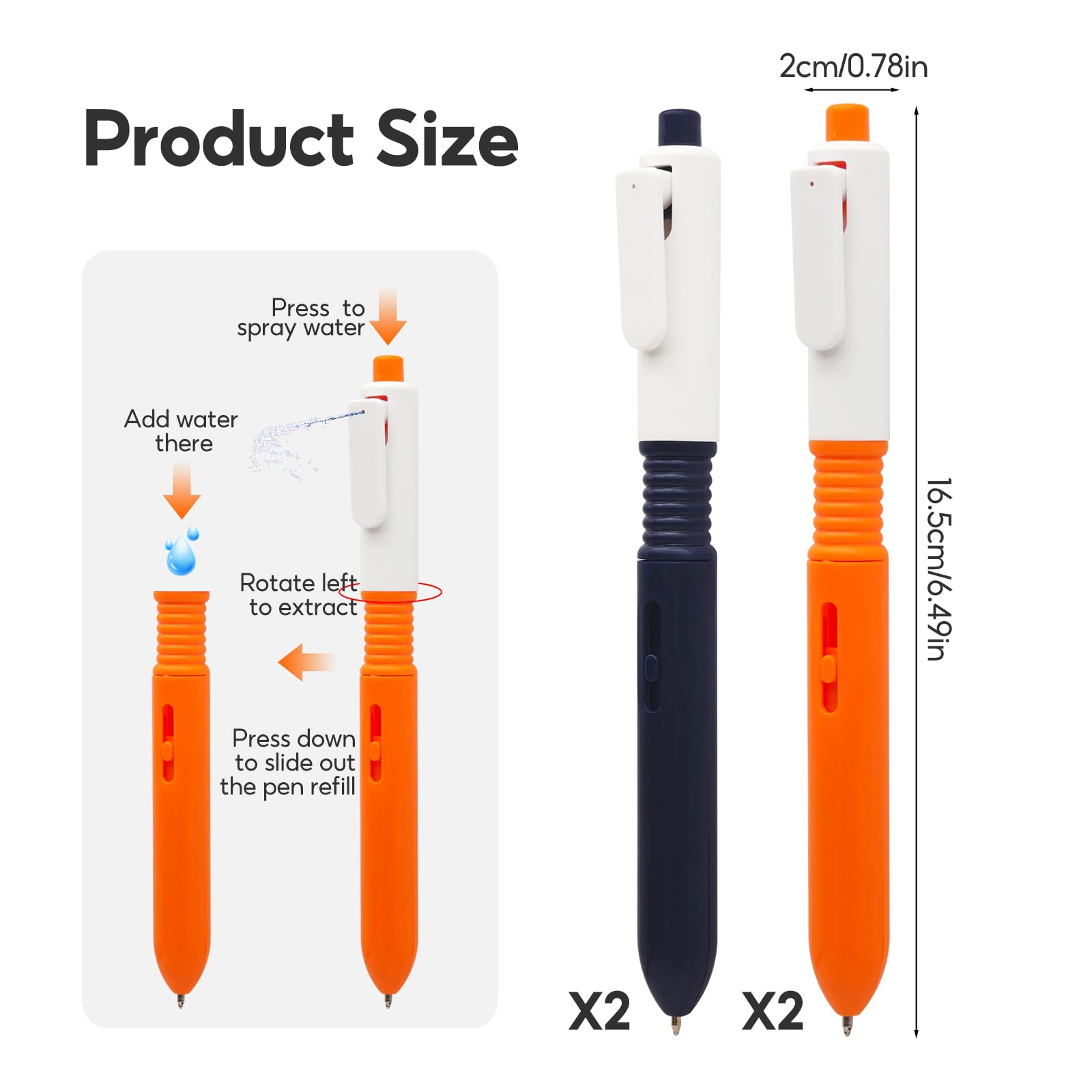 4 pezzi Pennarelli Spruzzatori, Penna a Spruzzo Descrivibile, Penna 2-in-1 a Spruzzo d'Acqua Descrivibile, Penna a Spruzzo per Scherzi, Premere, Per Scherzi da Ufficio Scolastico