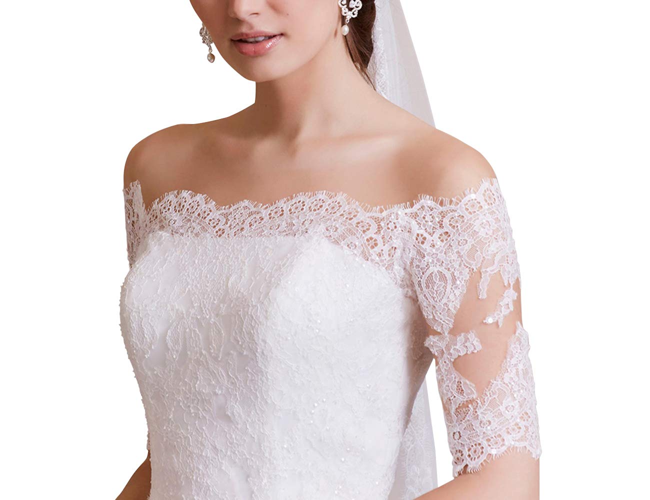 Elegante Tul de Encaje Falda a Dama de Honor, WZEFEIO, Blanco, 56