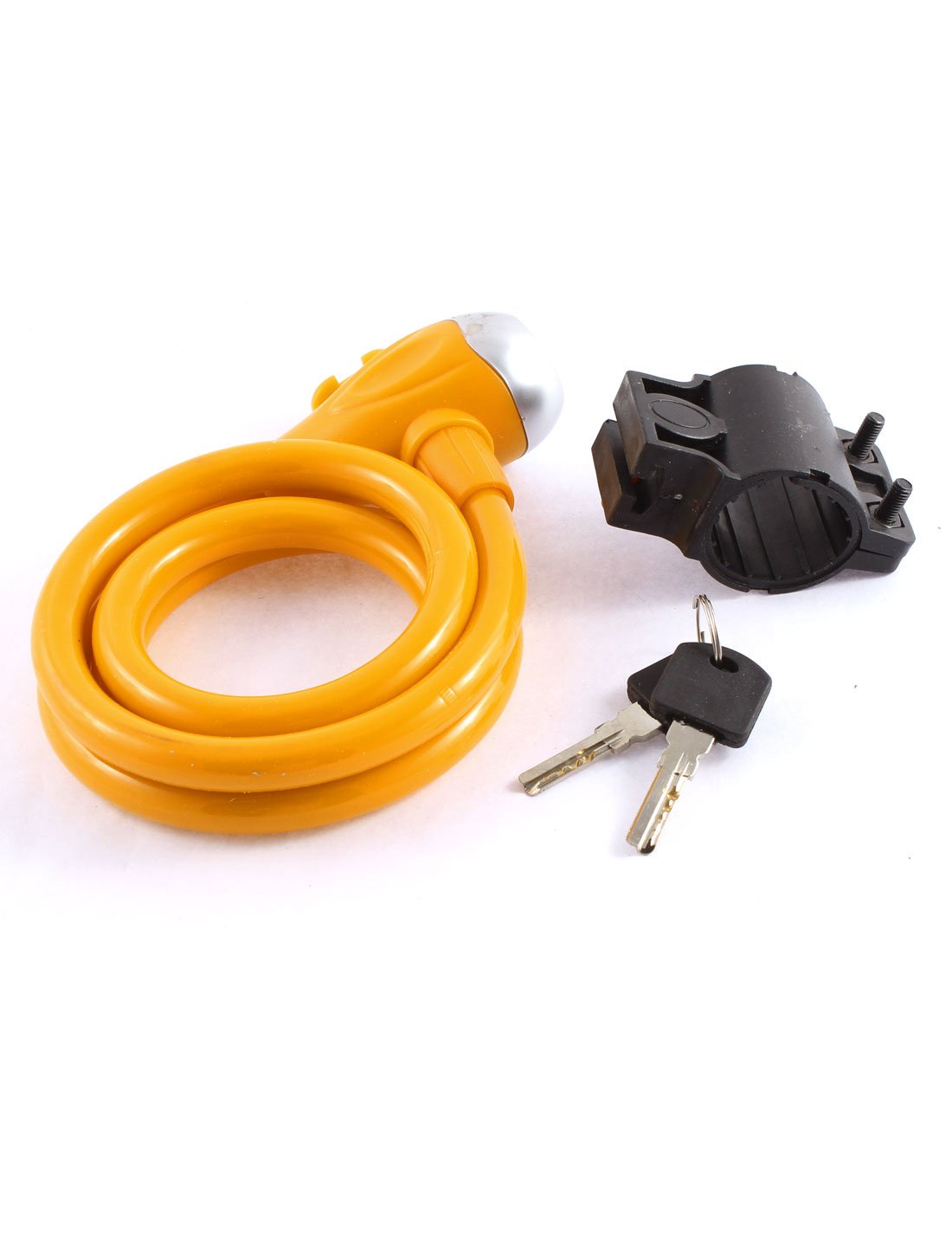Aexit 1.2m Length Bike Locks Bicycle Safeguard Steel Wire Inside Locking Lock Yellow w U-Locks 2 Key
