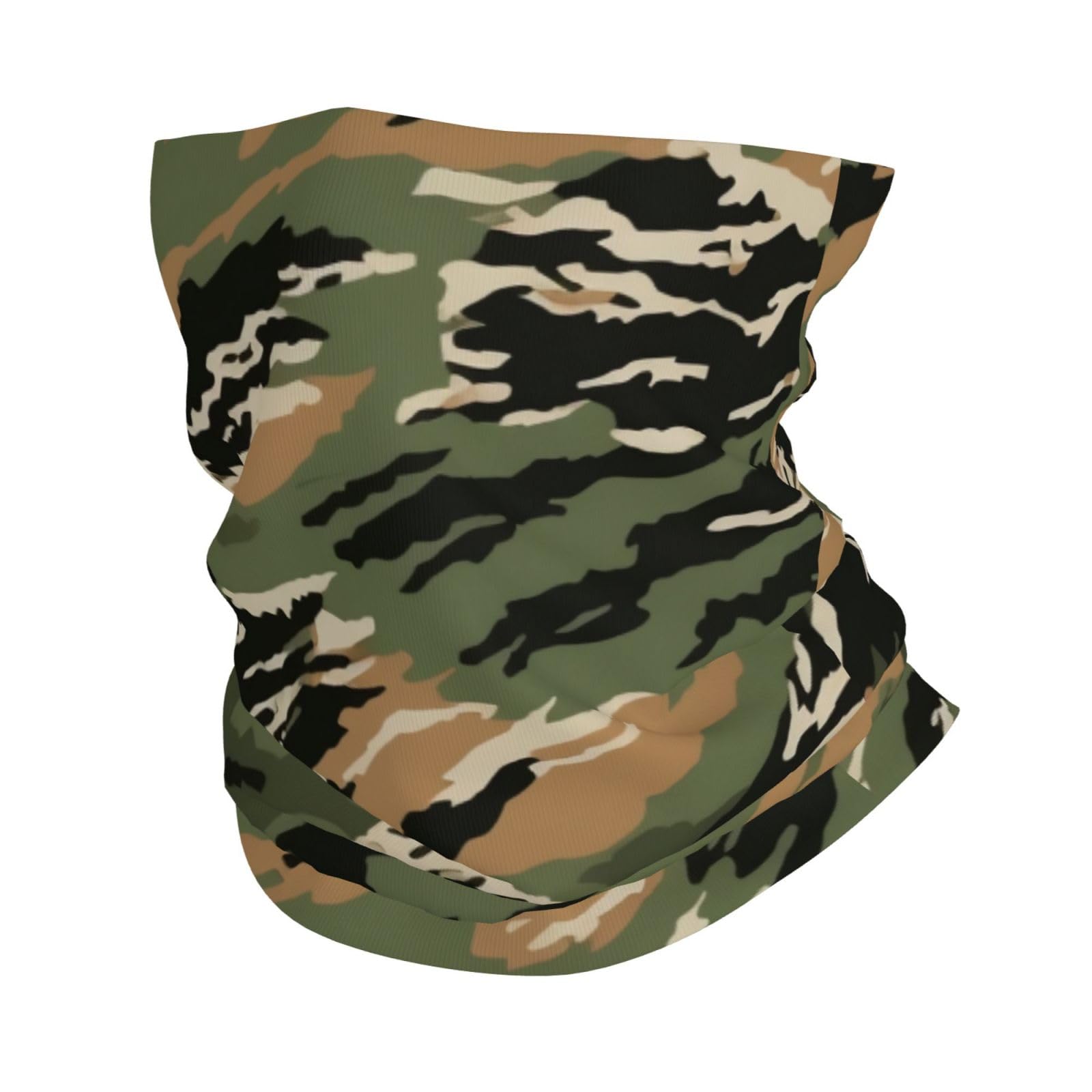 Jtkrez Unisex White Tiger Stripe Camouflage Printed Balaclava Seamless Neck Gaiter Headwear Bandana For Men And Women Sports