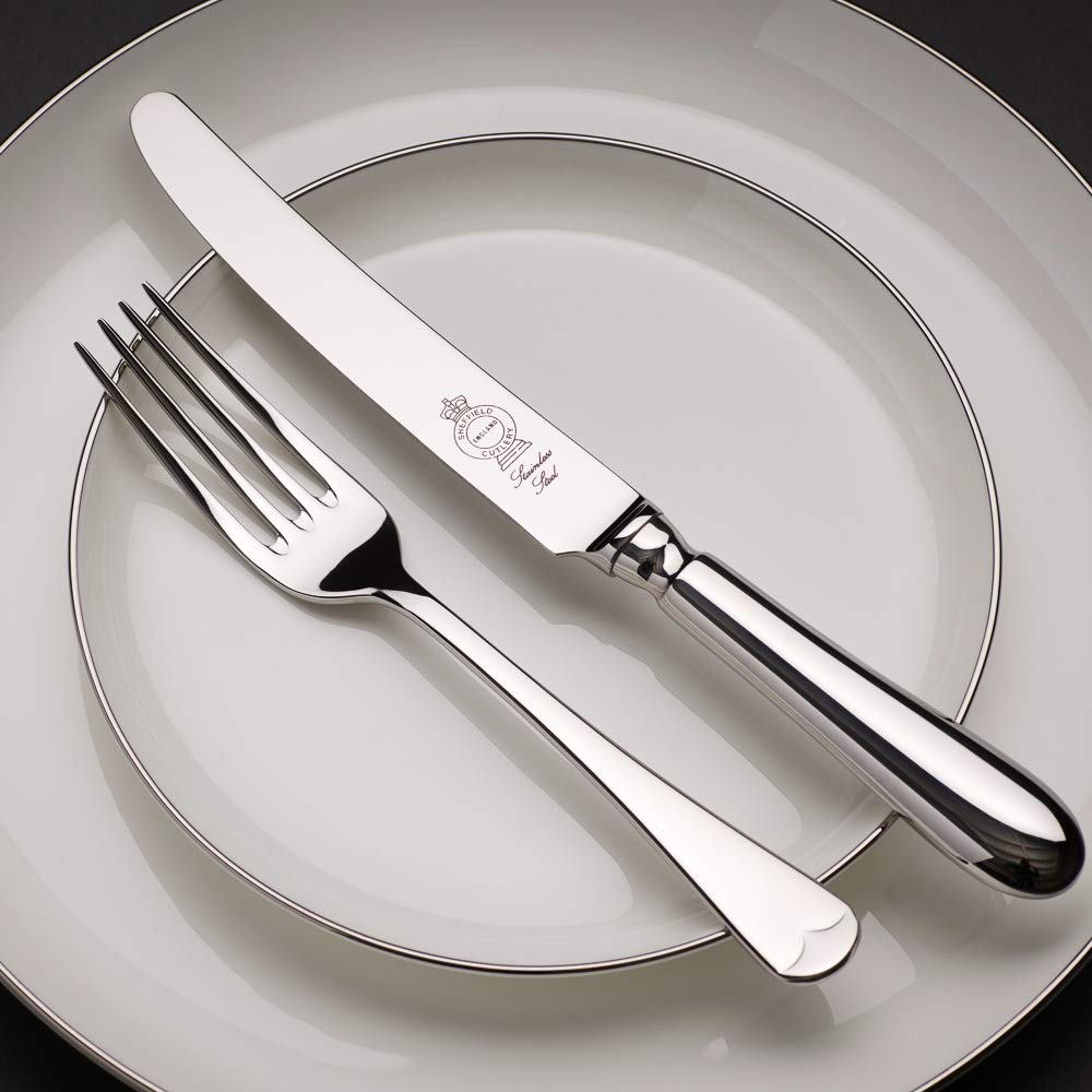 Lot de 44 couverts en acier inoxydable Motif anglais ancien Fabriqué à Sheffield, Set de Couverts, Porte Couverts Cuisine