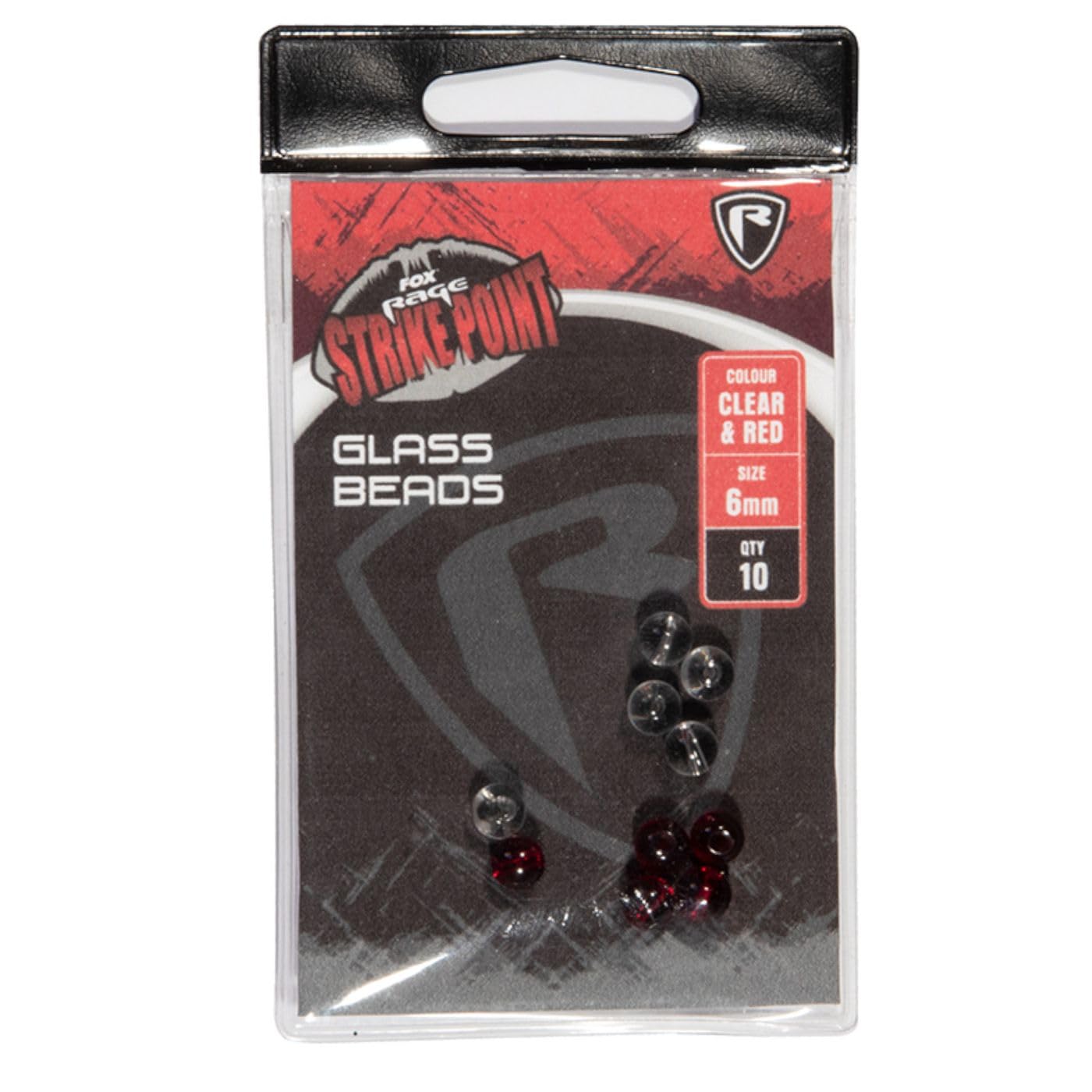 Fox Rage Strike Point 6 mm Clear and Red Glass Beads, Beads for Finesse Fishing, Glass Balls