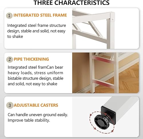 Miniatura 3 de Mesa plegable de 39.4 pulgadas, escritorios plegables cuadrados para espacios pequeños, escritorio plegable pequeño sin montaje, blanco.