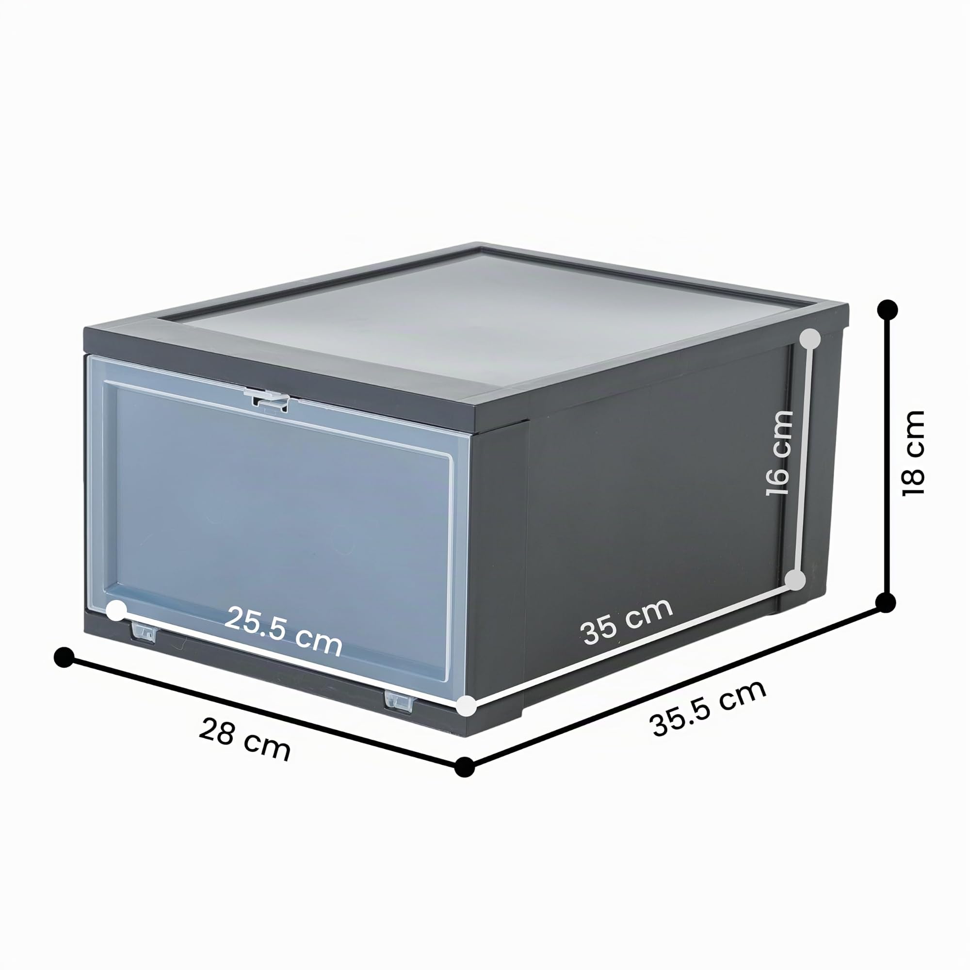 Iris Ohyama Cajas de Almacenamiento para Zapatos Transparentes, para Tallas de hasta 46, L36 x H20 cm, Pack de 3, Apilable, Apertura frontal, Recipiente con Tapa, Zapatillas, EUDF-M