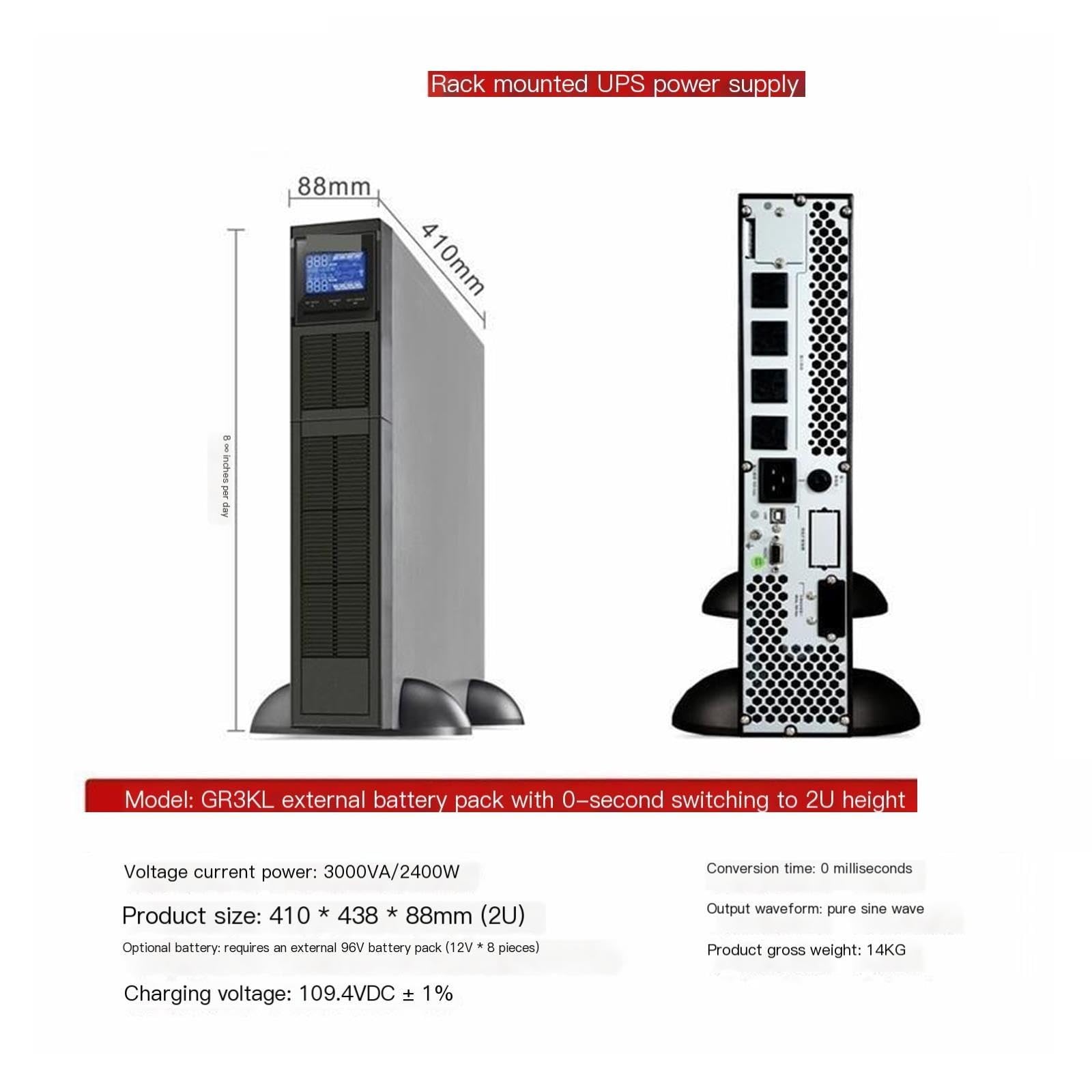 UPS en línea de 3000VA, alimentación ininterrumpida GR3KL 2400W