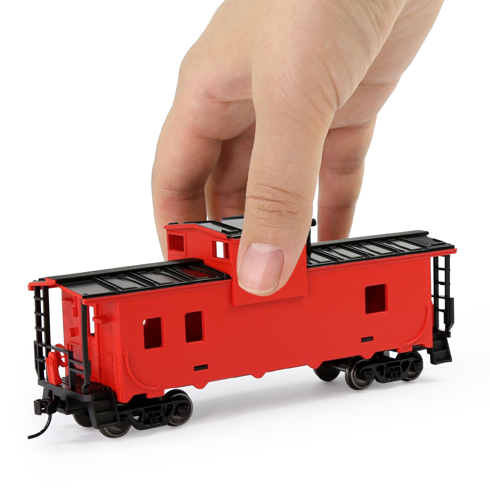 Evemodel C8763 1 Einheit lackiert 1:87 HO Maßstab 36' Wide Vision Caboose Wagons Modelleisenbahn (rot)