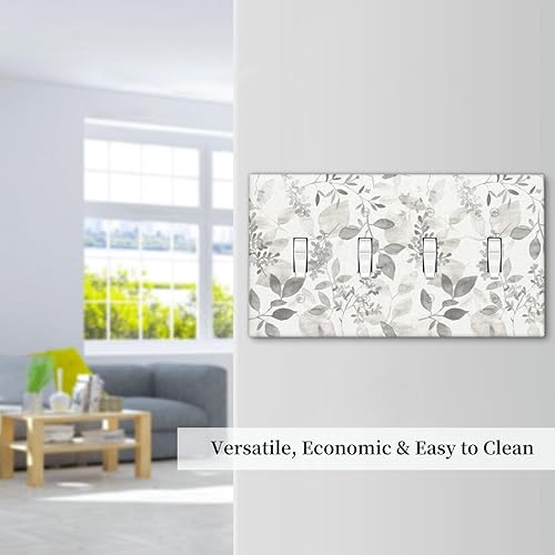 Miniatura 301 de Placa de pared dúplex de receptáculo de dispositivo de 1 gang de madera envejecida blanca gris con veta de tablón, cubierta de enchufe eléctrico de